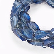 Electroplate Glass Beads Strands, Full Rainbow Plated, Faceted, Twisted Teardrop, Steel Blue, 13.5x8x5.5mm, Hole: 1mm, about 50pcs/strand, 26.38 inch(67cm)(EGLA-L010-FR01)