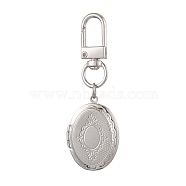 Oval Brass Locket Pendants Decorations, Alloy Swivel Clasps Charms for Bag Ornaments, Platinum, 70mm(HJEW-JM02065)