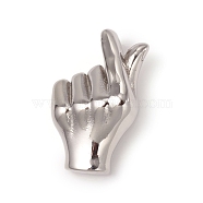 304 Stainless Steel ASL Pendants, Gesture for Finger Heart, Stainless Steel Color, 33.5x22x13mm, Hole: 6x6mm(STAS-I132-03P)