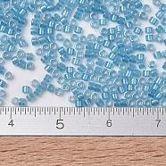 MIYUKI Delica Beads, Cylinder, Japanese Seed Beads, 11/0, (DB1761) Sparkling Sky Blue Lined Opal AB, 1.3x1.6mm, Hole: 0.8mm, about 10000pcs/bag, 50g/bag(SEED-X0054-DB1761)