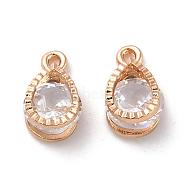 teardrop, Alloy Charms, with Cubic Zirconia, Light Gold, 13x8x6mm, Hole: 1mm(X-ZIRC-R007-038A-03)