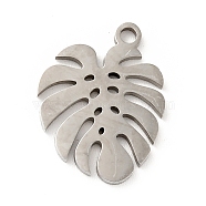 201 Stainless Steel Pendants, Tropical Leaf Charms, Monstera Leaf, Stainless Steel Color, 16x12x1mm, Hole: 1.4mm(X-STAS-E015-09P)