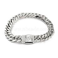 304 Stainless Steel Cuban Link Chains Bracelets for Men & Women, Stainless Steel Color, 8-1/2 inch(21.5cm)(BJEW-D031-10P)