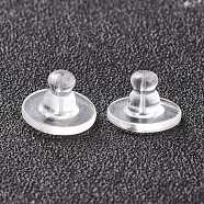 Silicone Ear Nuts, Bullet Clutch Earring Backs with Pad, for Droopy Ears, for Stud Earring Making, Clear, 10x7mm, Hole: 1mm(SIL-K001-02)