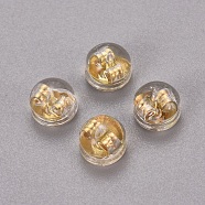 Brass & Plastic Ear Nuts, Earring Backs, Long-Lasting Plated, Half Round, Golden, 5.5x4mm, Hole: 0.6mm(KK-I664-04G)