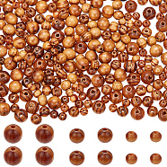 300Pcs 3 Styles Round Natural Wood Beads, Dyed, Lead Free, BurlyWood, 6~10x5~9mm, Hole: 2~3.5mm, 100pcs/style(WOOD-GF0001-89A)