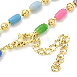 Brass Enamel Column Link Chain Necklaces, Real 18K Gold Plated, Lead Free & Cadmium Free & Nickel Free, Long-Lasting Plated, Colorful, 17.56~17.91 inch(44.6~45.5cm)(NJEW-H039-10B-05G)