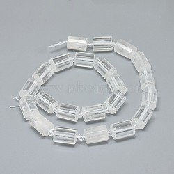 Natural Quartz Crystal Beads Strands, Rock Crystal, Faceted, Column, 13.5~14.5x9.5~10mm, Hole: 1mm, about 22pcs/strand, 15.2~15.3 inch(38.8~39cm)(G-F632-07D)