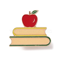 Teacher's Day Theme Rack Plating Light Gold Alloy Brooches, Enamel Pins, Book, 24.5x28x1.5mm(JEWB-Z016-01KCG-15)