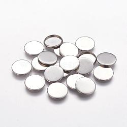 Flat Round 304 Stainless Steel Plain Edge Bezel Cups, Cabochon Settings, Stainless Steel Color, 14x2mm(STAS-S028-29)