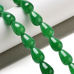 Natural Malaysia Jade Dyed Beads Strands, Teardrop, Green, 12x8mm, Hole: 1.2mm, about 33~34pcs/strand, 15.16~16.54''(38.5~42cm)(G-B106-A09-02)