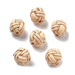 Plating Acrylic Beads, Golden Metal Enlaced, Flower, Beige, 11mm, Hole: 1.8mm(OACR-S042-02A)