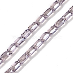 Electroplate Glass Beads Strands, Pearl Luster Plated, Faceted, Column, Thistle, 6.5x4mm, Hole: 0.8mm, about 80pcs/strand, 20.08''(51cm)(GLAA-Q101-02A-PL01)