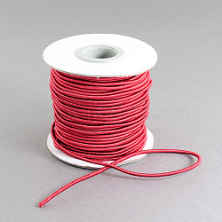 Round Elastic Cord, with Nylon Outside and Rubber Inside, Dark Red, 2mm, about 32.8 yards(30m)/roll(EC-R001-2mm-02B)