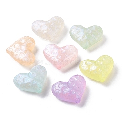 Luminous Acrylic Beads, Glitter Beads, Glow in the Dark, Heart, Mixed Color, 24x29x10mm, Hole: 2mm, about 115pcs/500g(OACR-E010-20)