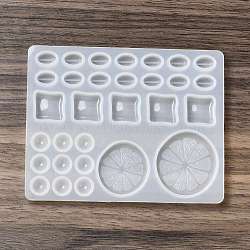 DIY Lemon Slice & Ice Block & Coffee Bean Silicone Molds, Resin Casting Molds, for UV Resin, Epoxy Resin Decoration Accessories Making, White, 82x105x6.5mm, Inner Diameter: 7.5~33x6~32mm(X-DIY-E052-03)