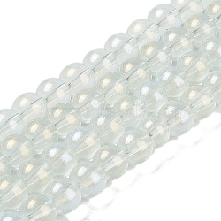 Glass Bead Strands, with Glitter Powder, Round, Pale Green, 10x9mm, Hole: 1.2mm, about 90pcs/strand, 31.81''(80.8cm)(GLAA-K068-01C-08)