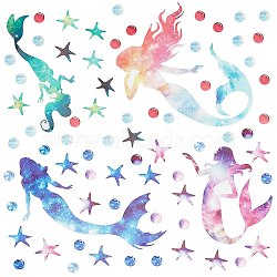 2 Sheets 2 Style PVC Wall Stickers, for Home Living Room Decoration, Mermaid Pattern, Mixed Color, 272~280x280mm, 1 sheet/style(AJEW-GF0004-50)