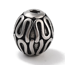 Retro 304 Stainless Steel Beads, Oval, Antique Silver, 10x9mm, Hole: 2mm(STAS-L274-017AS)