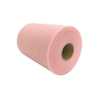 Deco Mesh Ribbons, Tulle Fabric, Tulle Roll Spool Fabric For Skirt Making, Pearl Pink, 6 inch(15cm), about 100yards/roll(91.44m/roll)