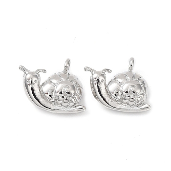 Brass Charms, Snail Charm, Real Platinum Plated, 10.5x13.5x5mm, Hole: 1.5mm