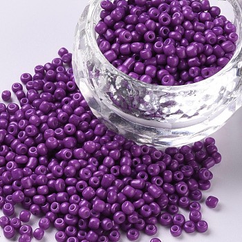 Baking Paint Glass Seed Beads, Dark Violet, 12/0, 1.5~2mm, Hole: 0.5~1mm, about 30000pcs/bag