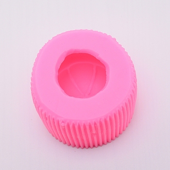 3D Mangosteen Food Grade Silicone Molds, Fondant Molds, For DIY Cake Decoration, Chocolate, Candy, UV Resin & Epoxy Resin Jewelry Making, Pink, 65x43mm, Inner Diameter: 35mm