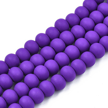Handmade Polymer Clay Beads Strands, for DIY Jewelry Crafts Supplies, Round, Indigo, 7x5.5mm, Hole: 1.6mm, about 69pcs/strand, 15.75 inch~16.14 inch(40~41cm)