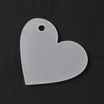 Transparent Acrylic Pendants, Heart, Clear, 29x28x1.8mm, Hole: 2.5mm