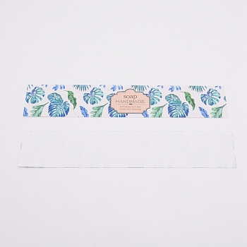 Handmade Soap Paper Tag, Wrap Paper Tape, for Soap Packaging, Rectangle, with Flower Pattern, Sky Blue, 210x40x0.1mm