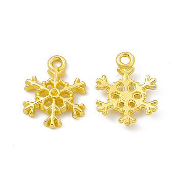 Rack Plating Alloy Pendants, Cadmium Free & Lead Free & Nickle Free, Snowflake Charms, Matte Gold Color, 17.5x13x2.5mm, Hole: 1.6mm