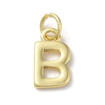 Rack Plating Brass Pendants, Cadmium Free & Lead Free, Long-Lasting Plated, Real 18K Gold Plated, Letter B, 11.5x7x1.5mm, Hole: 3.2mm