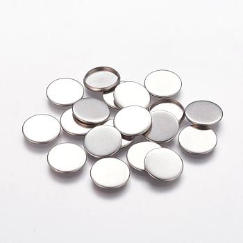 Flat Round 304 Stainless Steel Plain Edge Bezel Cups, Cabochon Settings, Stainless Steel Color, 14x2mm