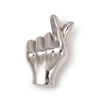 304 Stainless Steel ASL Pendants, Gesture for Finger Heart, Stainless Steel Color, 33.5x22x13mm, Hole: 6x6mm