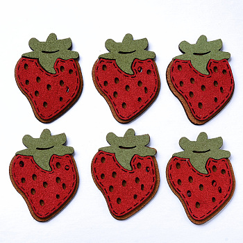 Faux Suede Patches, Costume Ornament Accessories, for Magic Tape Hair Clip Making, Strawberry, Red, 44x33x3mm