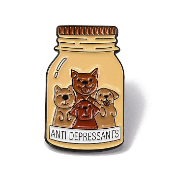 Creative Cartoon Cute Corgi Dog Anti Depressants Zinc Alloy Brooches,Enamel Pins for Clothes Backpack, Bottle, 30x18mm