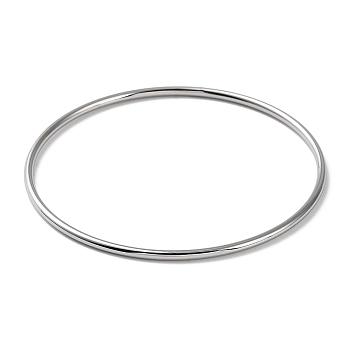 304 Stainless Steel Simple Plain Bangle for Women, Stainless Steel Color, Inner Diameter: 2-3/8 inch(6cm)