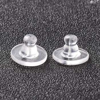 Silicone Ear Nuts, Bullet Clutch Earring Backs with Pad, for Droopy Ears, for Stud Earring Making, Clear, 10x7mm, Hole: 1mm