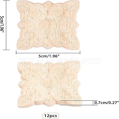 Artisanat d'applique onlay sculpté en bois de caoutchouc olycraft(AJEW-OC0001-46)-2