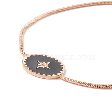 Enamel Oval with Star Link Slider Bracelet with Snake Chain for Women(STAS-P302-11KCG)-2
