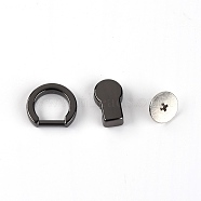 Zinc Alloy Bag Lifting Ring, with Iron Screws & Finding, Bag Replacement Accessories, Gunmetal, 1~1.45x1~1.5x0.35~0.5cm, 3pcs/set(FIND-TAC0003-09D)