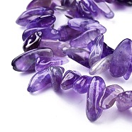 Natural Amethyst Chips Beads Strands, 12~22x5~7mm, Hole: 1mm, about 95~100pcs/strand, 16 inch(X-G416-A19)