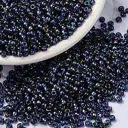 MIYUKI Round Rocailles Beads, Japanese Seed Beads, (RR3539) Fancy Lined Han Blue, 8/0, 3mm, Hole: 1mm, about 19000~20500pcs/pound(SEED-G008-RR3539)