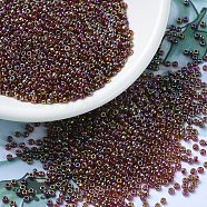 MIYUKI Round Rocailles Beads, Japanese Seed Beads, 11/0, (RR2461) Transparent Dark Topaz AB, 2x1.3mm, Hole: 0.8mm, about 1111pcs/10g(X-SEED-G007-RR2461)