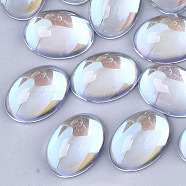 Transparent Glass Cabochons, AB Color Plated, Oval, Clear AB, 18x13x7mm(EGLA-N004-02A-01)
