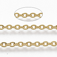 304 Stainless Steel Cable Chains, Soldered, Flat Oval, Golden, 2.7x2x0.4mm, about 6.56 Feet(2m)/strand(CHS-S006-JN944-3)
