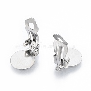 304 Stainless Steel Clip-on Earring Findings, Clip on Earring Pads, Flat Round, Stainless Steel Color, 18x10x7mm, Hole: 3mm(X-STAS-N092-168P)