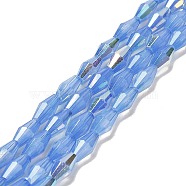 Baking Painted Glass Beads Strands, Imitation Opalite, Faceted, AB Color, Bicone, Cornflower Blue, 4x8mm, Hole: 0.9mm, about 67pcs/strand, 22.44''(57cm)(DGLA-D001-01G)
