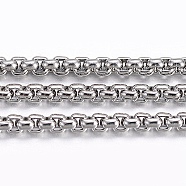 304 Stainless Steel Venetian Chains/Box Chains, Unwelded, with Spool, Stainless Steel Color, 1.5x1.5mm, about 32.8 Feet(10m)/roll(CHS-H016-02P-10M)
