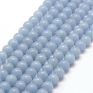 Natural Angelite Beads Strands, Anhydrite Beads, Round, Light Steel Blue, 6mm, Hole: 1mm, about 65pcs/strand, 15.7 inch(G-P217-31-6mm)